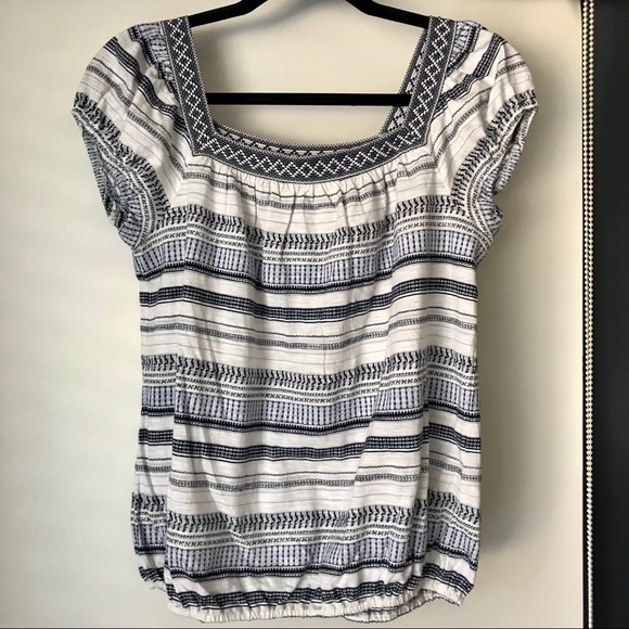 Max Studio Tops - Max Studio Boho Blue & White Blouse Small